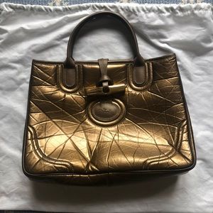 Longchamp Bronze Leather Tote